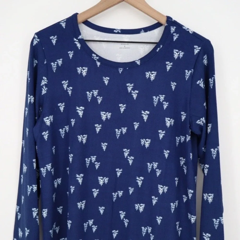 Charter Club Intimates Sleep Shirt Navy Blue Forest‎ Pine Tree Long Sleeve L